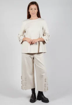 Jersey Top with Floral Embellishment in Sandshell