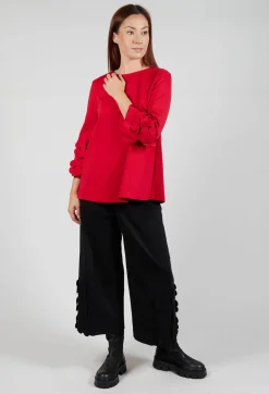 Jersey Top with Floral Embellishment in Marlboro