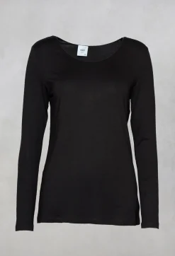 Jersey Top with Long Sleeves in Black