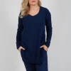 Jersey Top with Long Sleeves in Navy