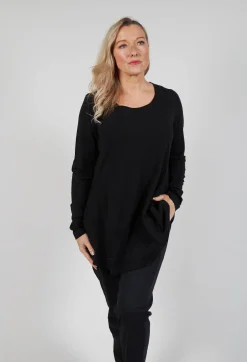 Jersey Top with Long Sleeves in Black