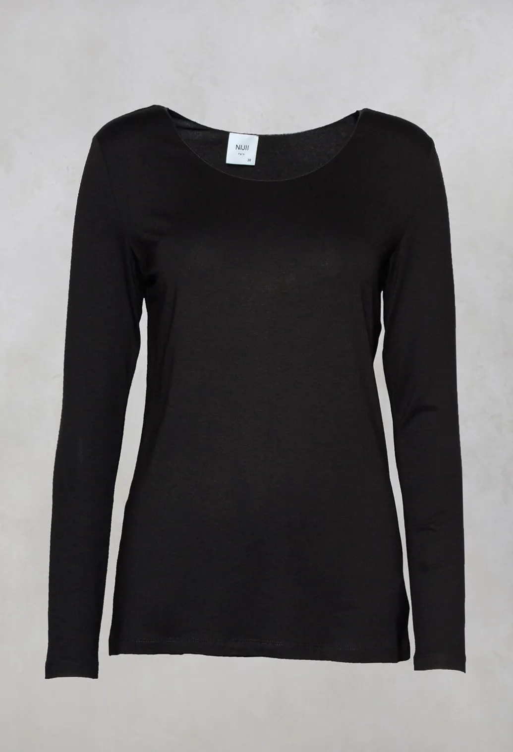 Jersey Top with Long Sleeves in Black