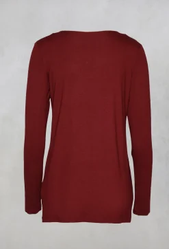 Jersey Top with Long Sleeves in Red