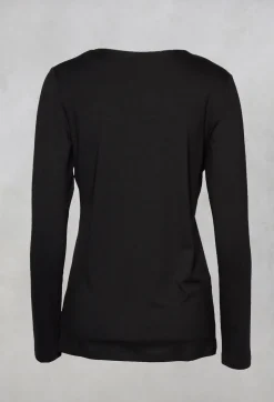 Jersey Top with Long Sleeves in Black