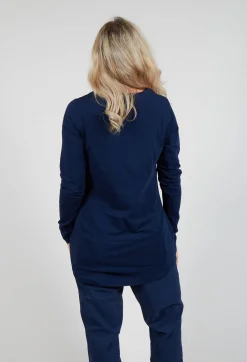 Jersey Top with Long Sleeves in Navy