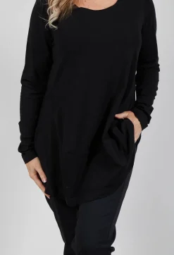 Jersey Top with Long Sleeves in Black