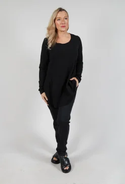 Jersey Top with Long Sleeves in Black