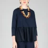 Jersey Top with Peplum Hem in Blue Nights and Dark Navy