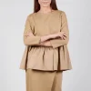 Jersey Top with Peplum Hem in Camel