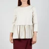 Jersey Top with Peplum Hem in Sandshell