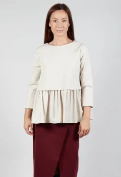Jersey Top with Peplum Hem in Sandshell