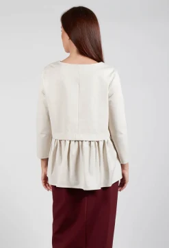 Jersey Top with Peplum Hem in Sandshell