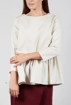 Jersey Top with Peplum Hem in Sandshell