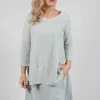 Jersey Top with Three Quarter Sleeves in Grey