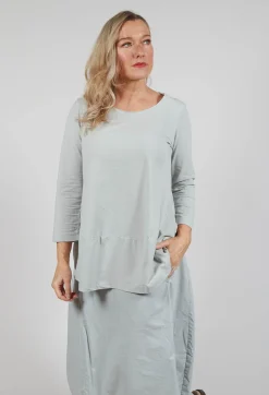 Jersey Top with Three Quarter Sleeves in Grey