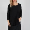 Jersey Top with Three Quarter Sleeves in Black