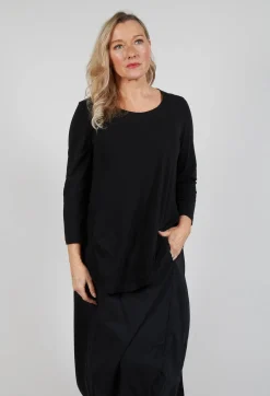Jersey Top with Three Quarter Sleeves in Black