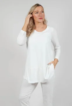 Jersey Top with Three Quarter Sleeves in Offwhite