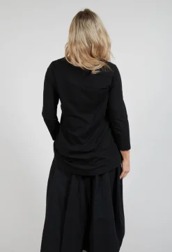 Jersey Top with Three Quarter Sleeves in Black