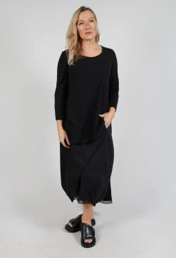 Jersey Top with Three Quarter Sleeves in Black
