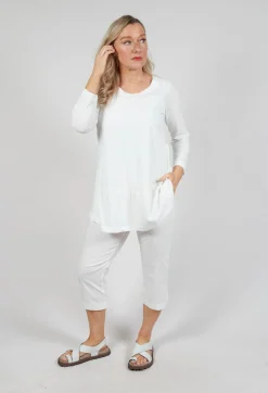 Jersey Top with Three Quarter Sleeves in Offwhite