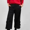 Jersey Trousers with Floral Embellishment in Nero