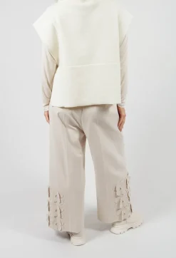 Jersey Trousers with Floral Embellishment in Sandshell