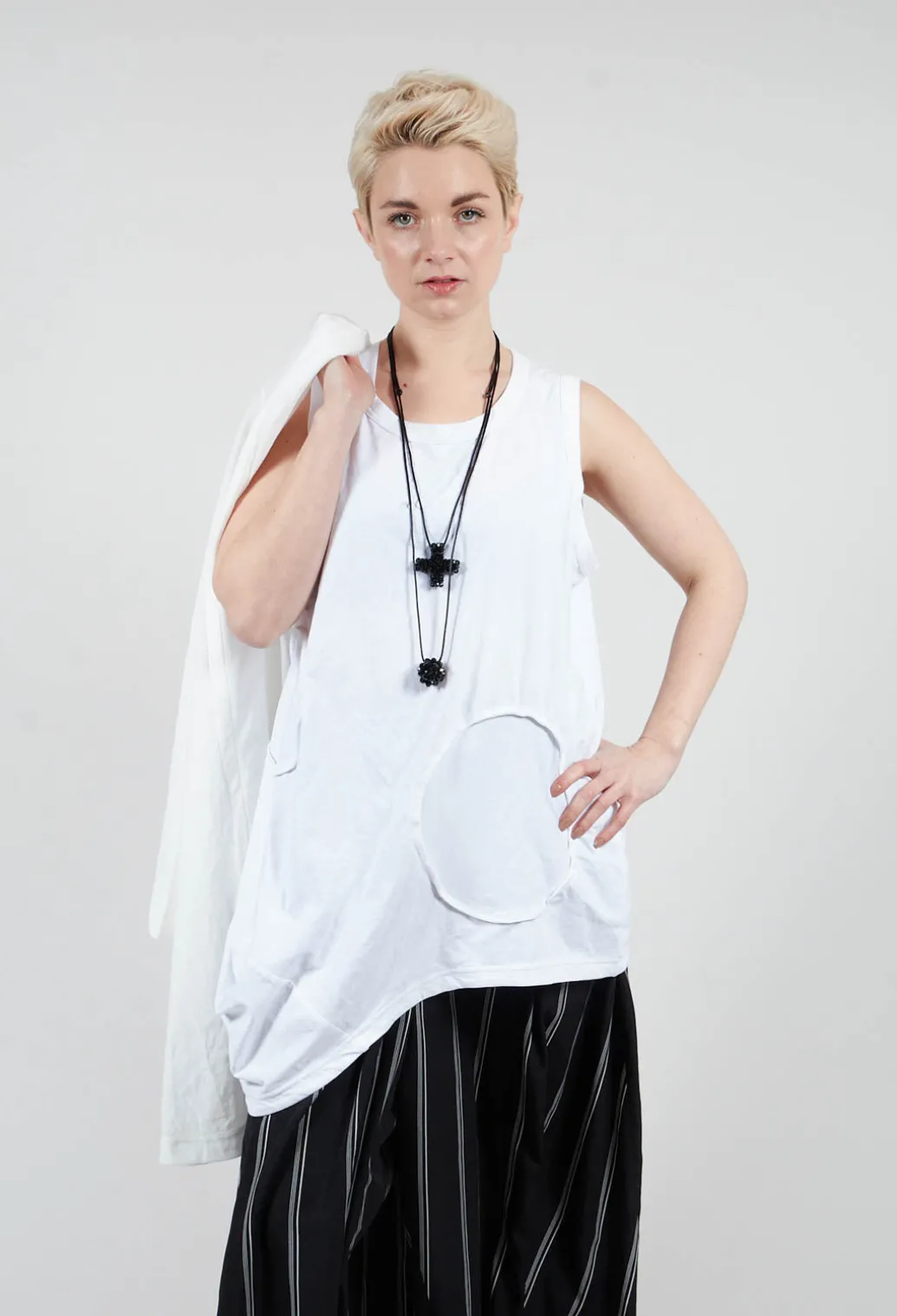 Jersey Vest Top in White
