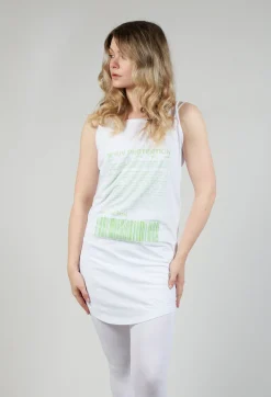 Jersey Vest Top with Motif in Lime Print