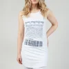 Jersey Vest Top with Motif in Azur Print