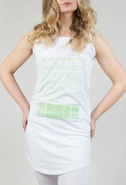 Jersey Vest Top with Motif in Lime Print