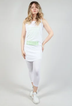 Jersey Vest Top with Motif in Lime Print