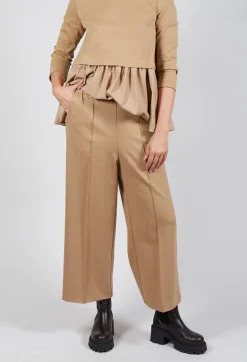 Jersey Wide Leg Trousers in Camel