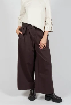 Jersey Wide Leg Trousers with Belt in Java
