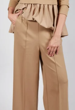 Jersey Wide Leg Trousers in Camel