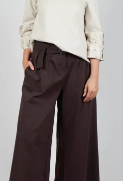 Jersey Wide Leg Trousers with Belt in Java