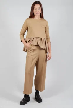 Jersey Wide Leg Trousers in Camel