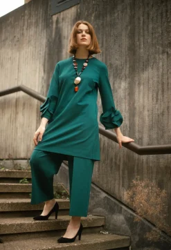 Jersey Wide Leg Trousers in Ottanio