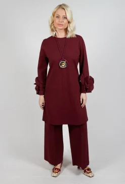 Jersey Wide Leg Trousers in Rumba