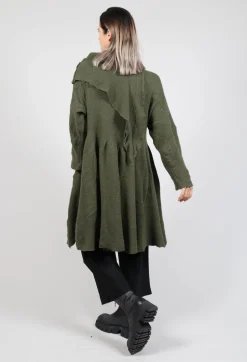 Jumper Dress with Ascot Neck Detail in Olive