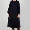 Jumper Dress with Contrasting Back in Dark Navy and Blue Night