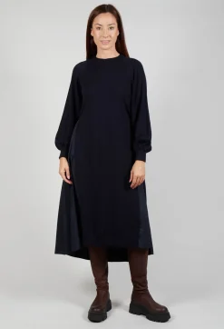 Jumper Dress with Contrasting Back in Dark Navy and Blue Night