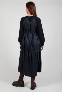 Jumper Dress with Contrasting Back in Dark Navy and Blue Night