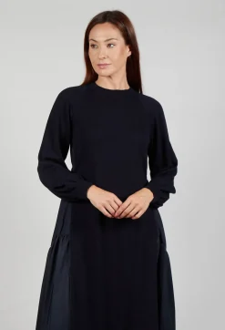 Jumper Dress with Contrasting Back in Dark Navy and Blue Night