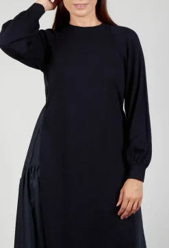 Jumper Dress with Contrasting Back in Dark Navy and Blue Night