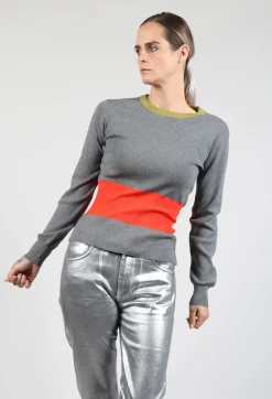 Jumper with Contrasting Detail in Grey