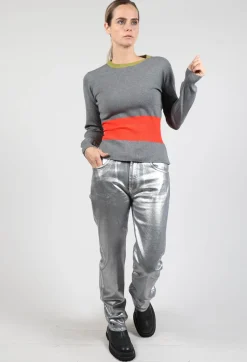Jumper with Contrasting Detail in Grey