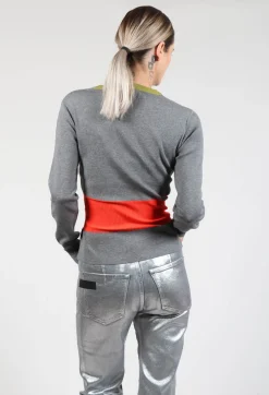 Jumper with Contrasting Detail in Grey