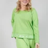 Jumper with Hemline Lettering in Lime Jacquard