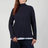 Jumper with Striped Underlay in Dark Navy and Off White